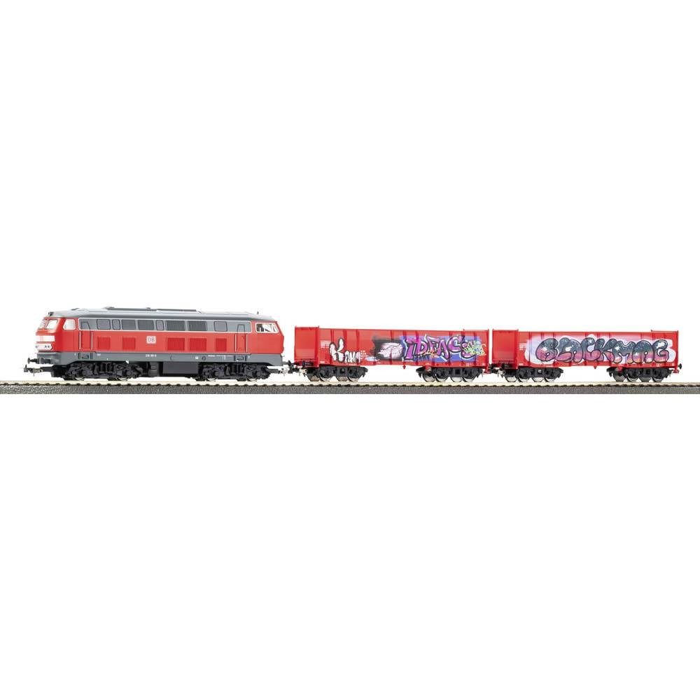 PIKO Modelleisenbahn Startpaket Start-Set kids Güterzug BR 218 DB AG mit zwei offenen Güterwagen Eaos