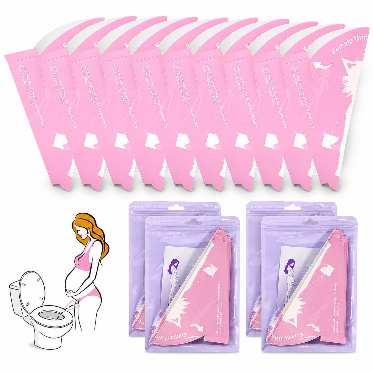 COOL-i ® Urinal 40 Einweg Urinierhilfen für Frauen, Stehurinierhilfe, hygienisch, auslaufsicher, einzeln verpackt, Reise & Outdoor