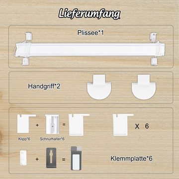 Plissee Plissee Rollo ohne Bohren Sonnenschutzrollo Seitenzugrollo Faltrollo, Homewit, Lichtschutz, Beidseitig Einstellbar