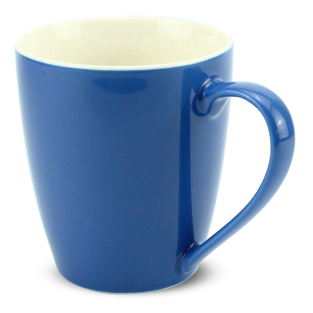 matches21 HOME & HOBBY Tasse Kaffeetassen 12er Set einfarbig blau Unifarben, Porzellan, Tee Kaffee-Becher, modern, dunkelblau, 350 ml