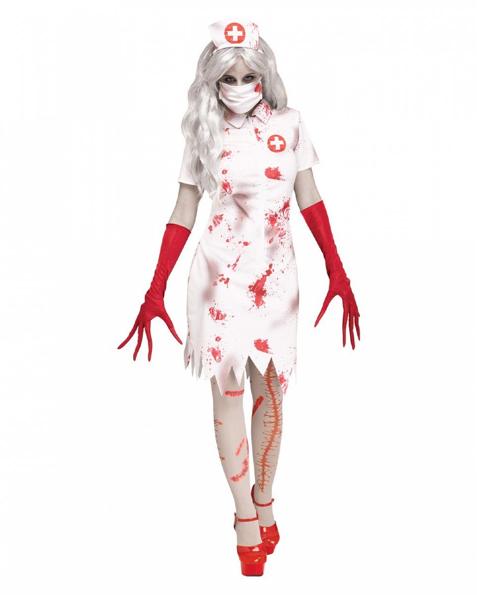 Horror-Shop Zombie-Kostüm Horror Krankenschwester Erwachsenen Kostüm für Hal