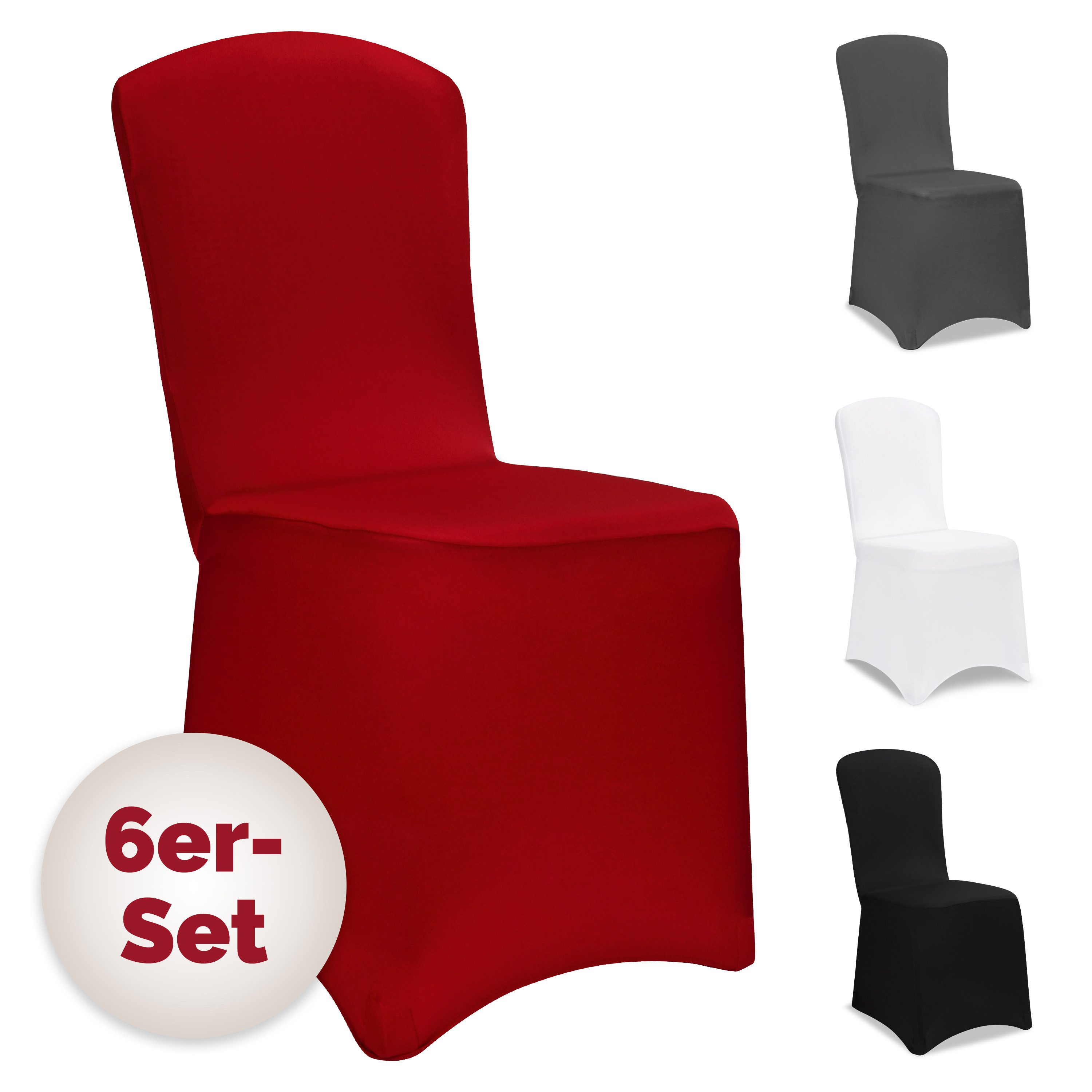 Detex Stuhlhusse, 6er Set Stretch Hussen Stühle OEKO-TEX Stuhlüberzug Weihnachten Rot