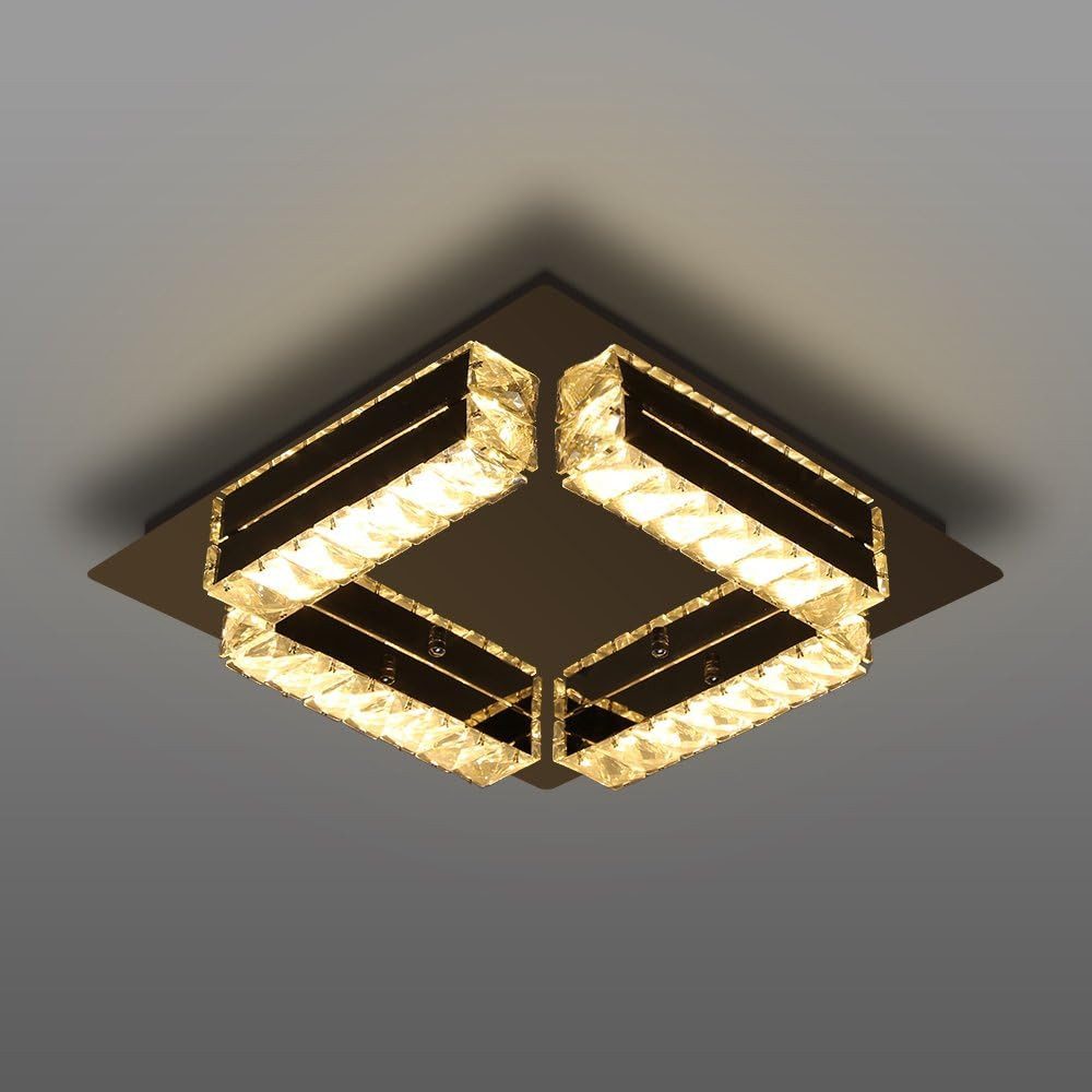 JDONG LED Deckenleuchte 33W Diamant Style, warmweiß/3000K, Kristall Deckenlampe für Wohnzimmer Schlafzimmer Esszimmer