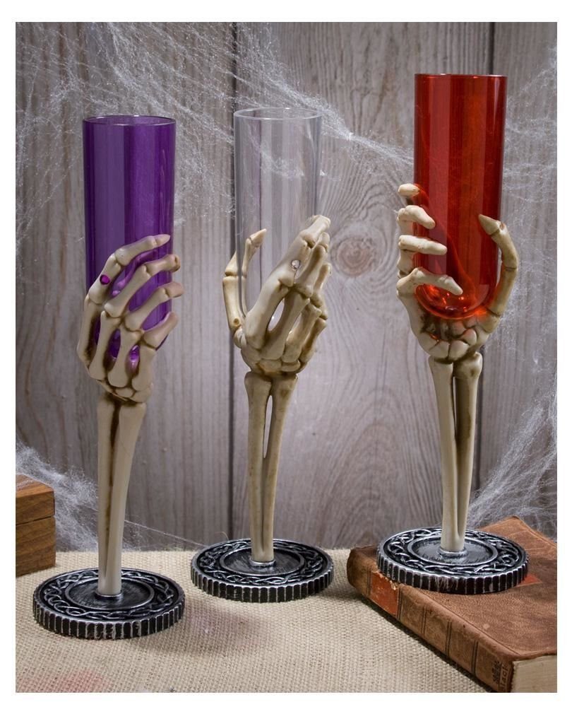 Horror-Shop Sektkelch Dekofigur Skeletthand Klar