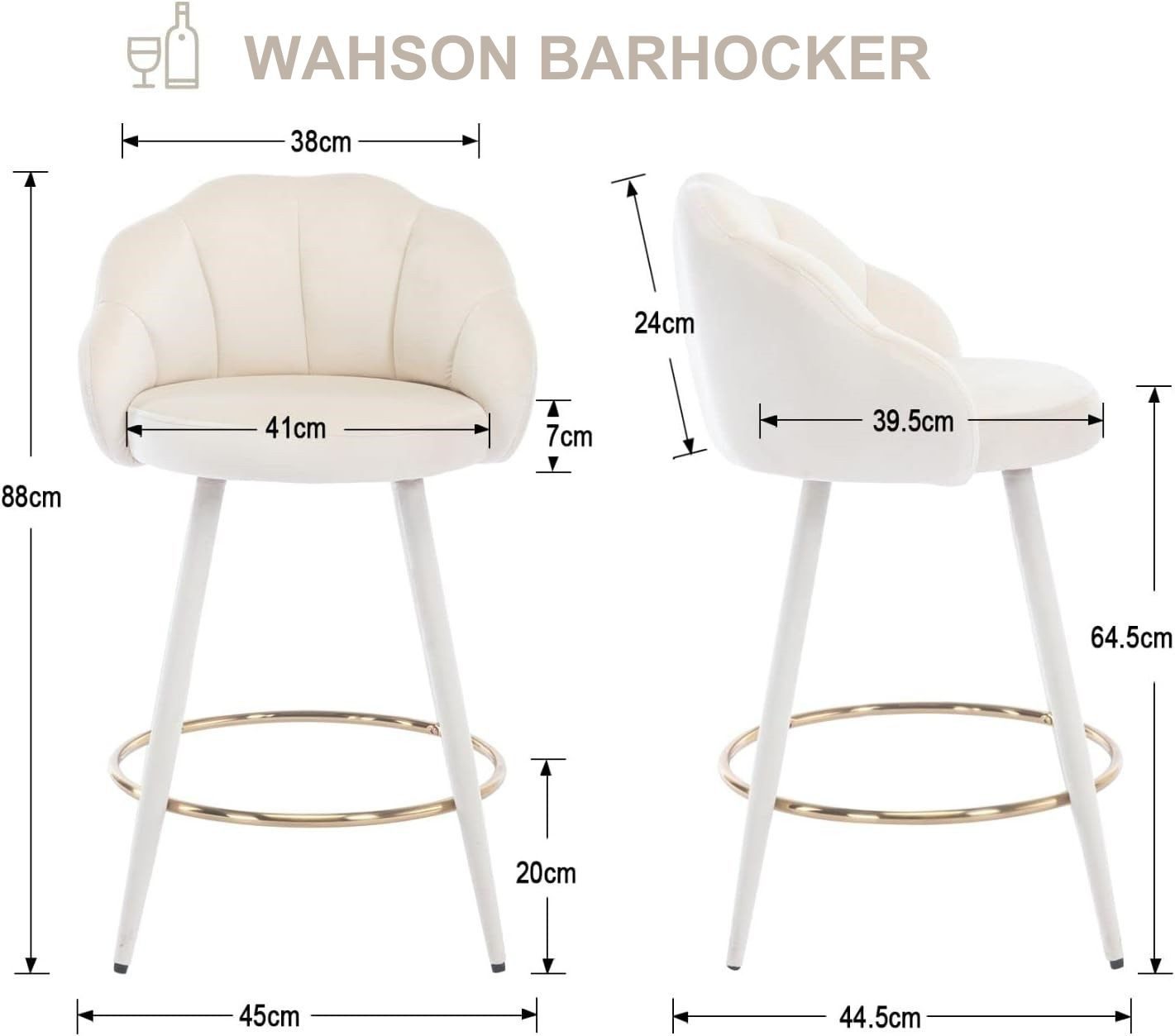 WAHSON OFFICE CHAIRS Barhocker Samt Bistrohocker günstig online kaufen