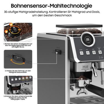 Aoucheni Espressomaschine EM653 Kaffeemaschine, Espresso Machine mit 2,7-Liter-Wassertank, Korbfilter, 2200W, mit Thermokanne, 20 Bar