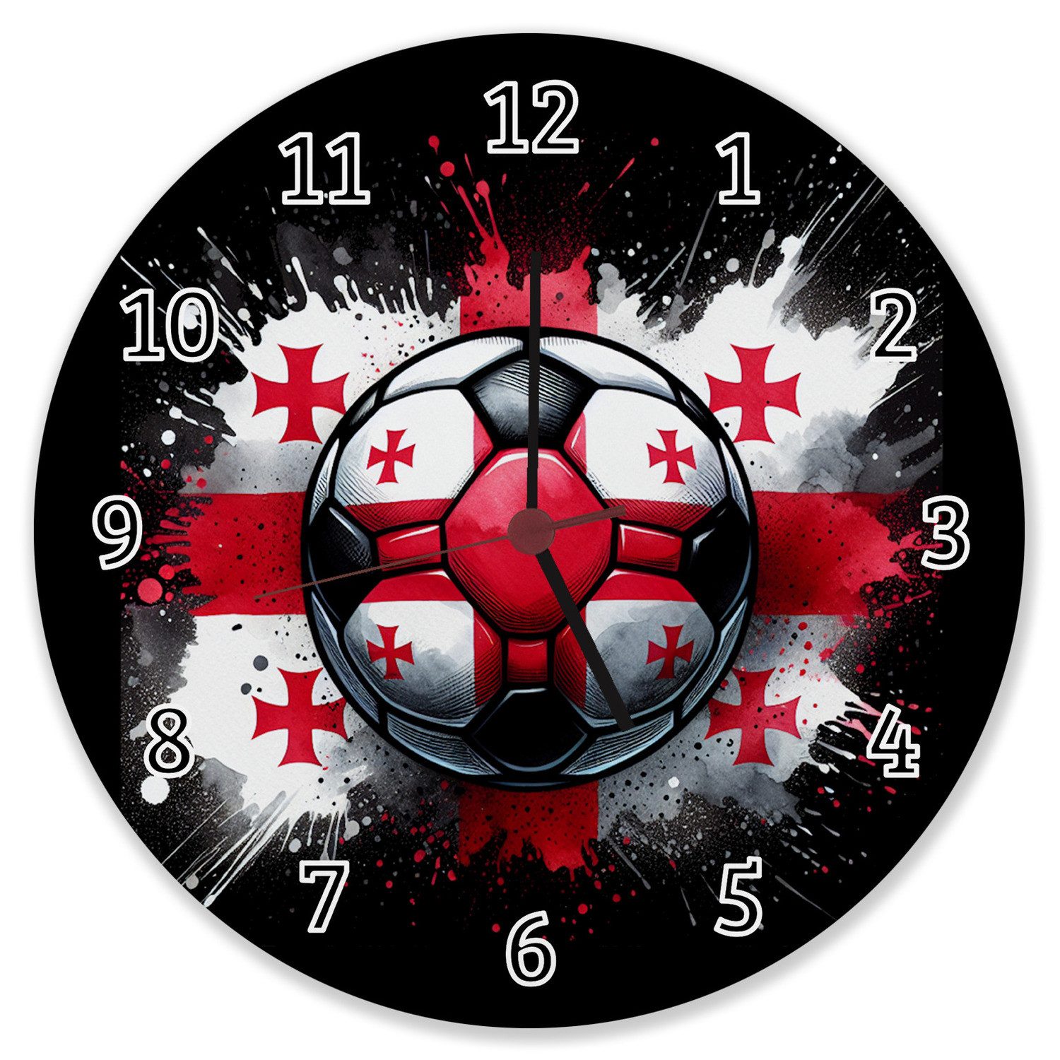 speecheese Wanduhr Fußball Georgien Flagge Wanduhr aus Alu