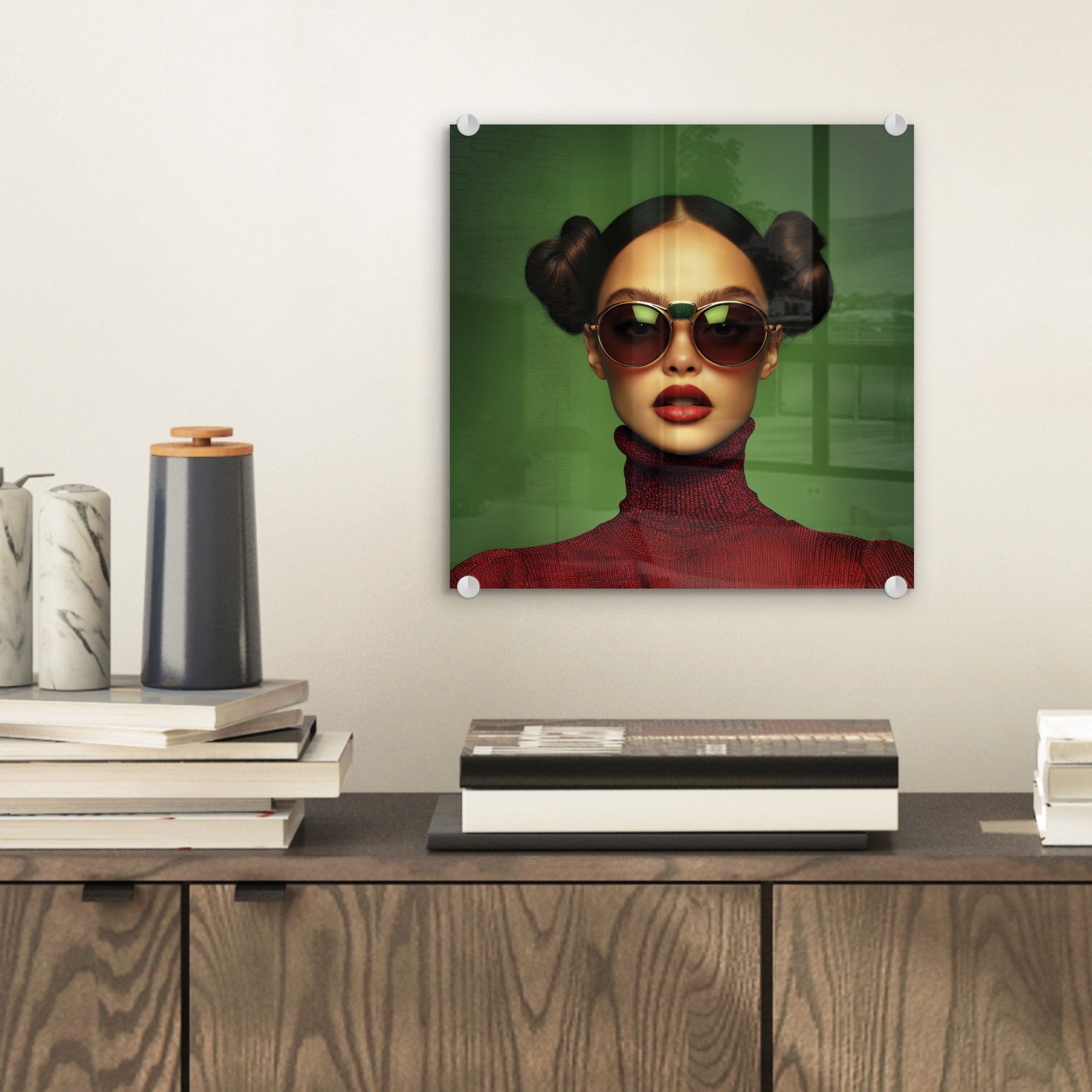 MuchoWow Acrylglasbild Frau - Grün - günstig online kaufen
