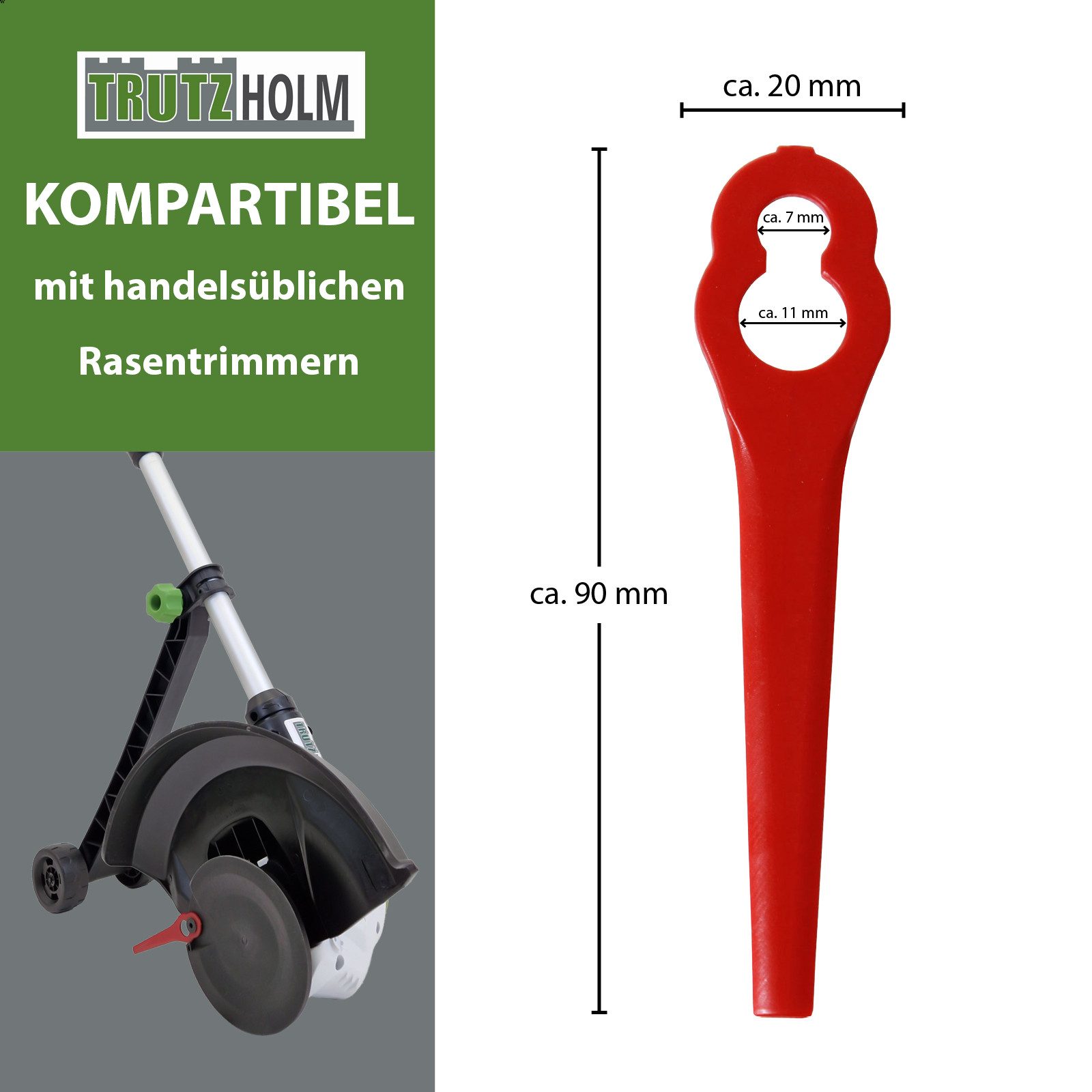 TRUTZHOLM Motorsensenmesser 40x Ersatzklingen für Rasentrimmer Rasenkantenschneider Nylonmesser (Set, 40-St)
