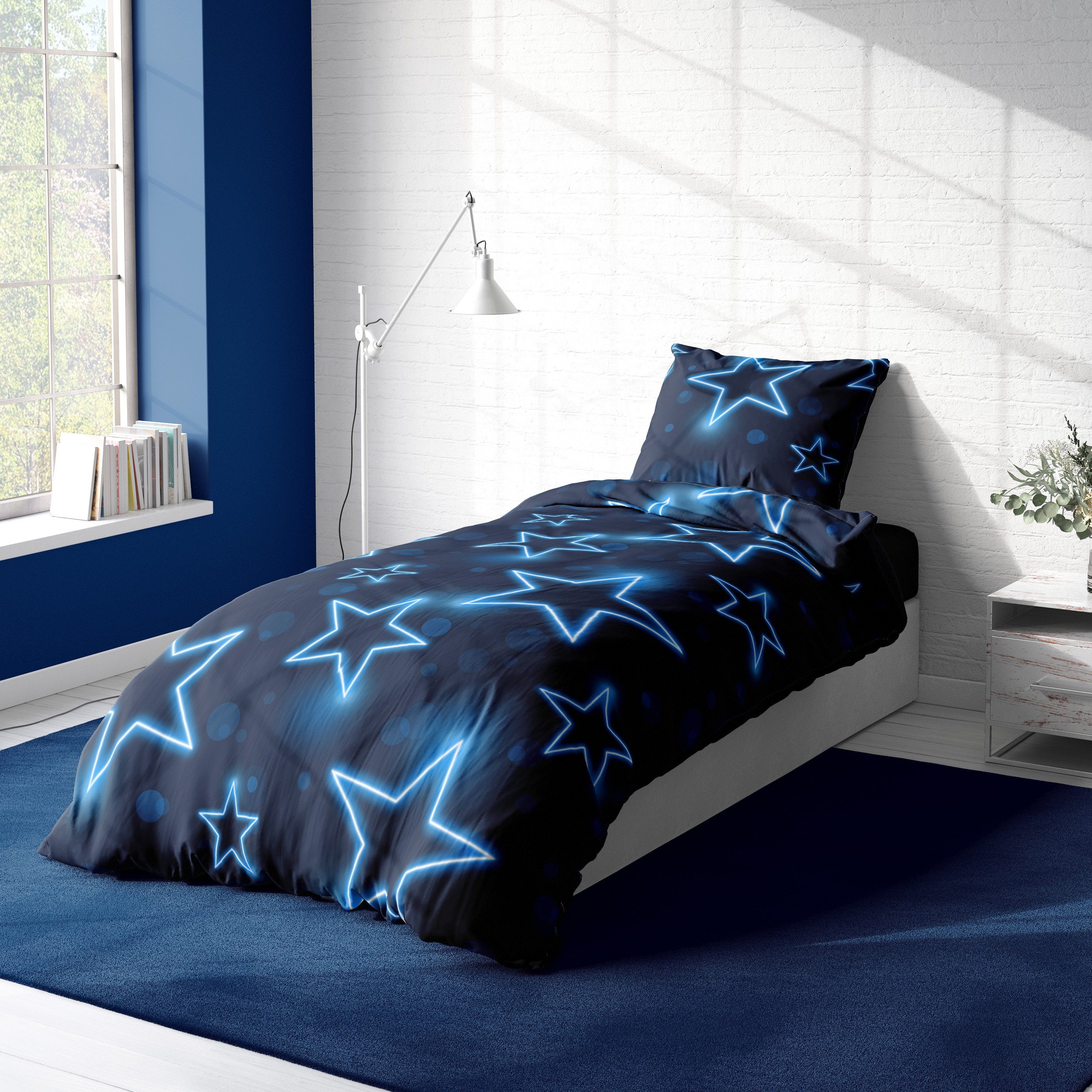 Homes Perception Mikrofaser-Bettlaken-Set 4-teilig – Kingsize, Marineblau, 40,6 Cm Taschen