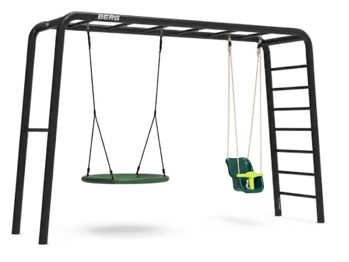 Berg Klettergerüst PlayBase L Schaukelgestell Schwarz & Grün + Babyschaukel+Nestschaukel, + Babyschaukel & Nestschaukel
