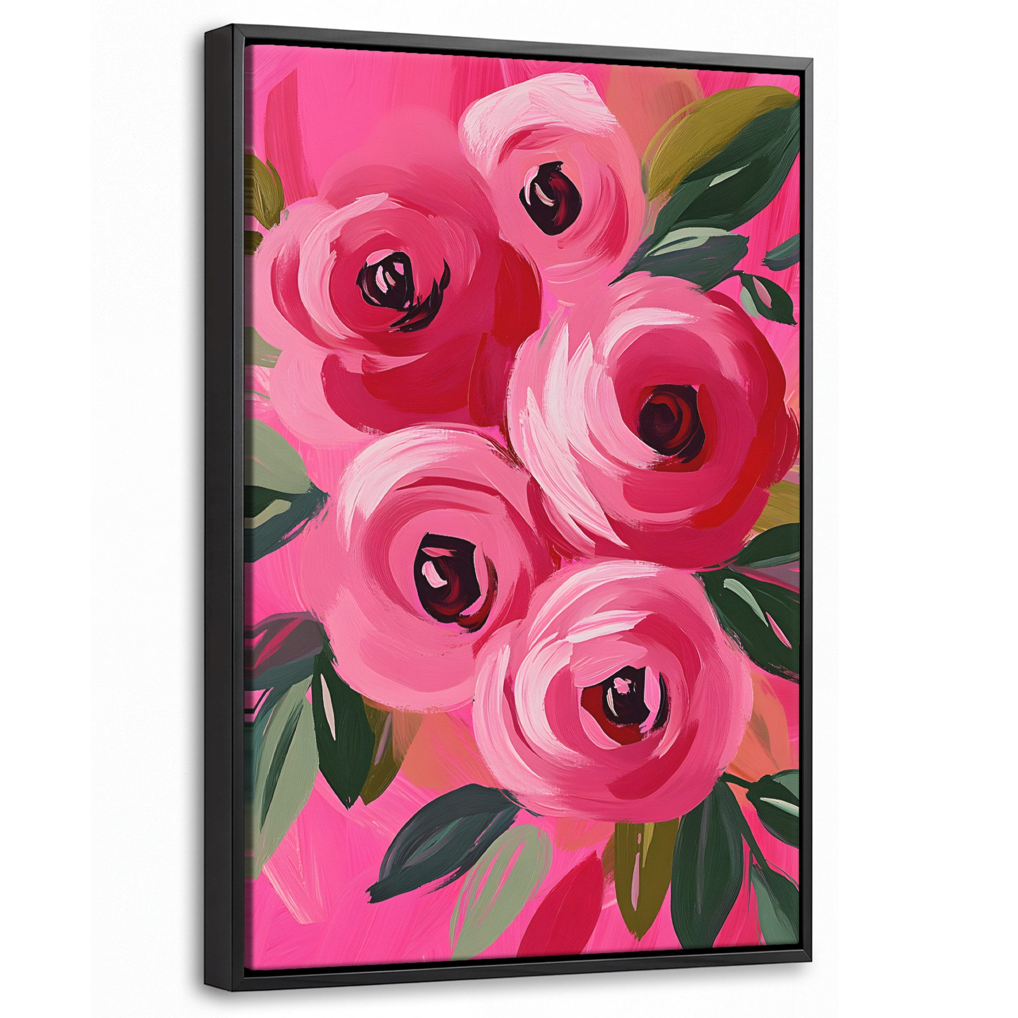 OneMillionCanvasses® Leinwandbild mit Rahmen - Blumen - Farbe - Rosa, Fotodruck (1 St), Deko für Wohnzimmer Schlafzimmer Küche 20x30cm