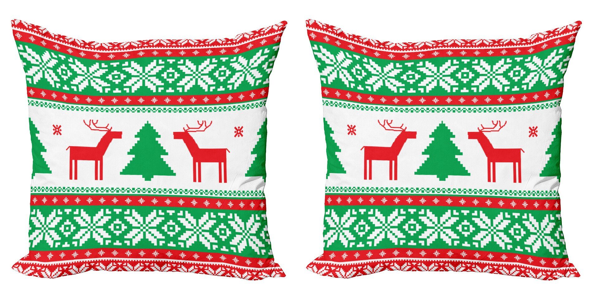 Kissenbezüge Abakuhaus Accent Digitaldruck, Ferienzeit Modern Weihnachten Doppelseitiger (2 Deer Stück),