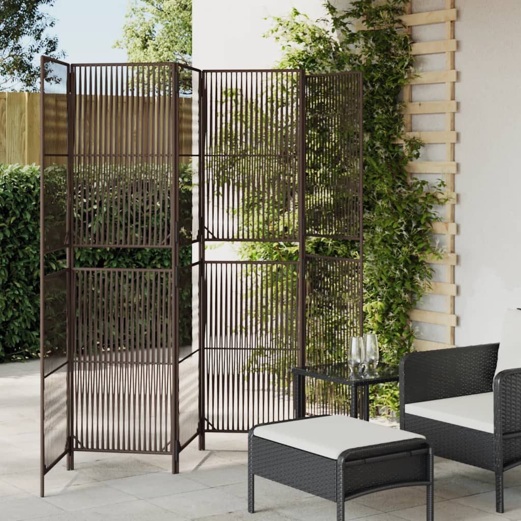 vidaXL Raumteiler Paravent 6-tlg. Braun Poly Rattan, 1-tlg.