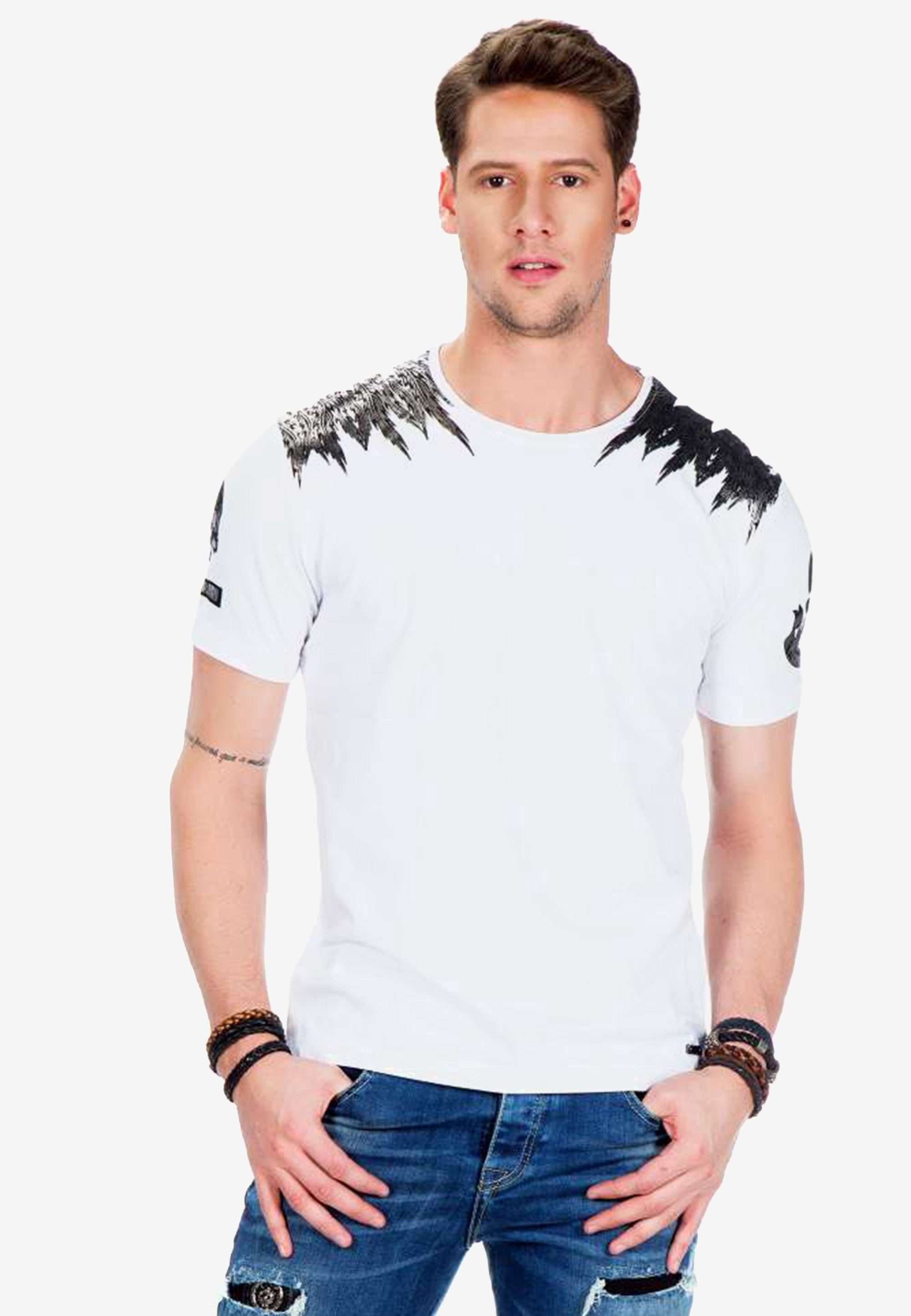 Cipo & Baxx T-Shirt Allover weiß mit Print