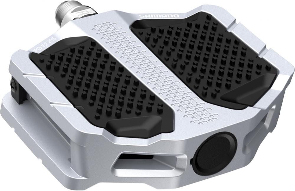Shimano Plattformpedale SHIMANO Pedal PD-EF205 Silber Flat Pedal - rutschfeste Plattform, Silb