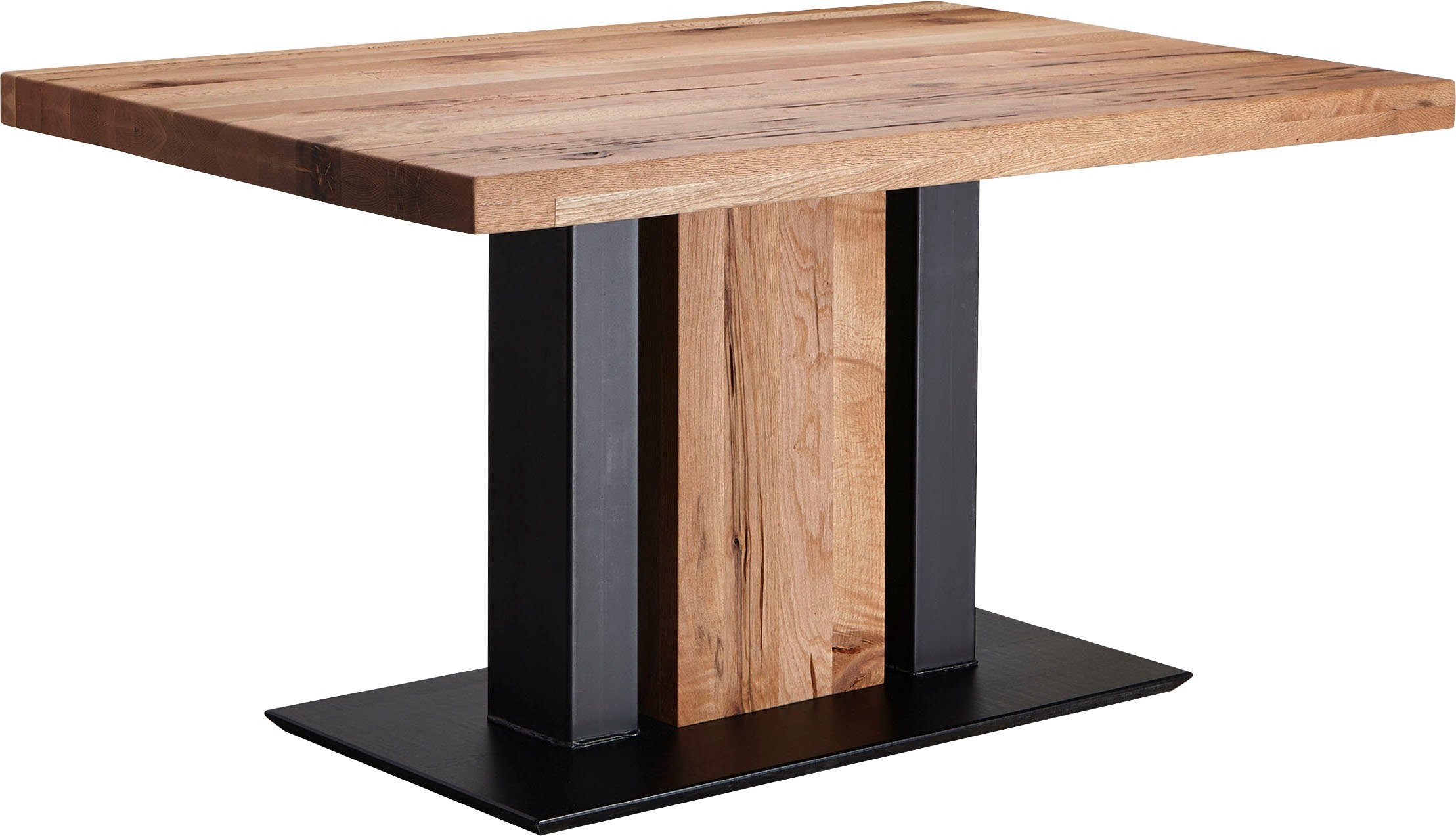 K+W Komfort & Wohnen Esstisch Floyd, Massivholz, gerissene Balkeneiche, in 2 Breiten