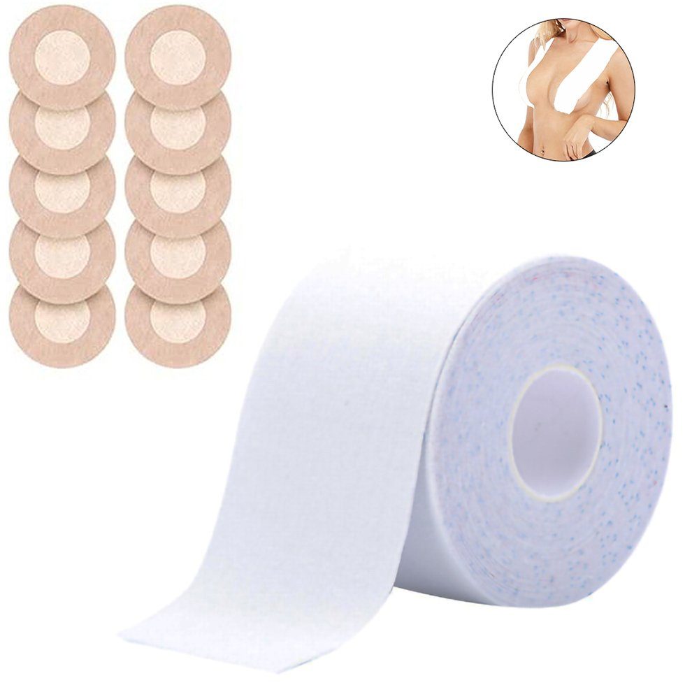 GelldG Brustwarzenabdeckung Boob Tape Set, Klebe BHS Boobietape Brustklebeband, Nippelpads Weiß