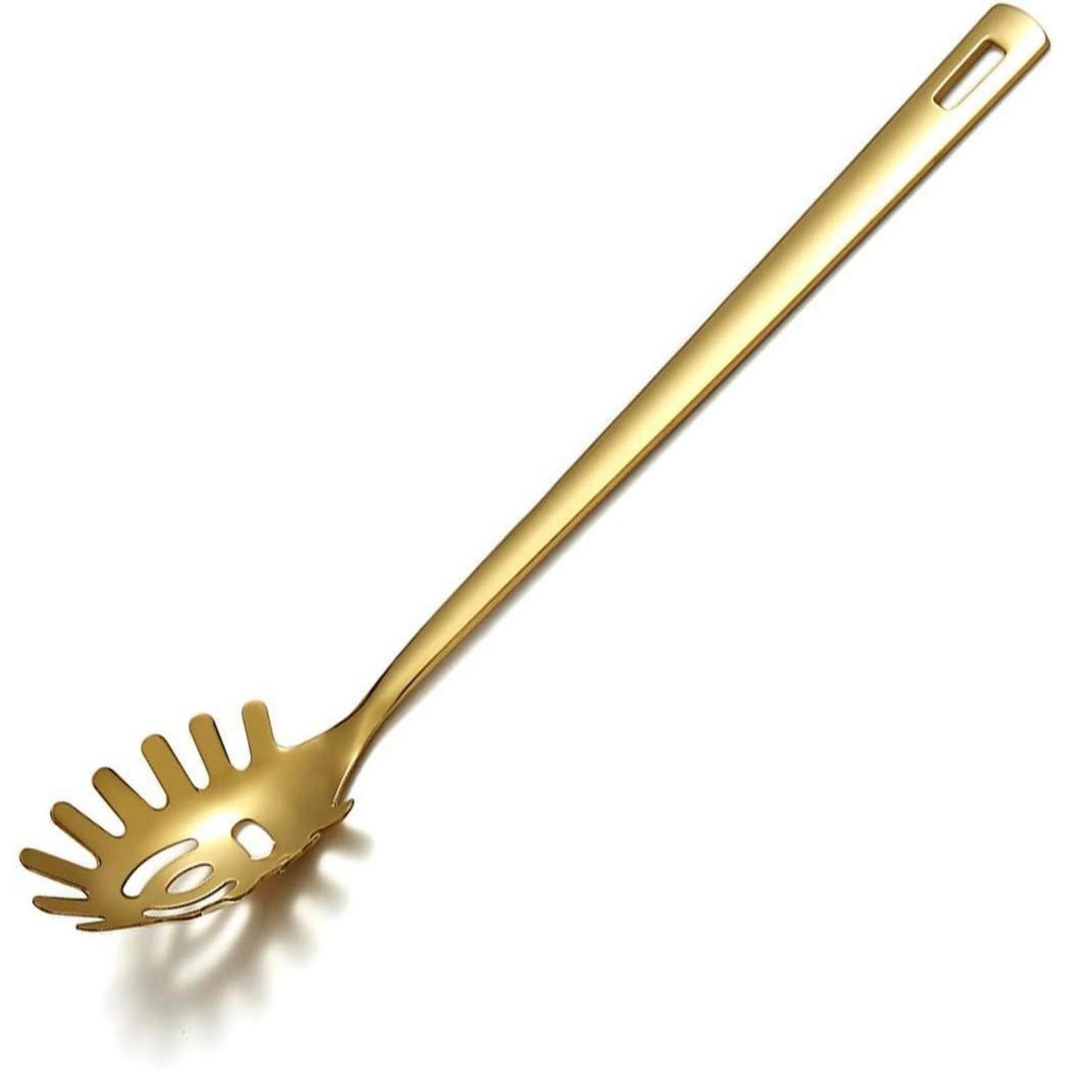 LuxusKollektion Nudellöffel Nudelserver Spaghetti Edelstahl Titanvergoldung Gold 6. Nudelgabel