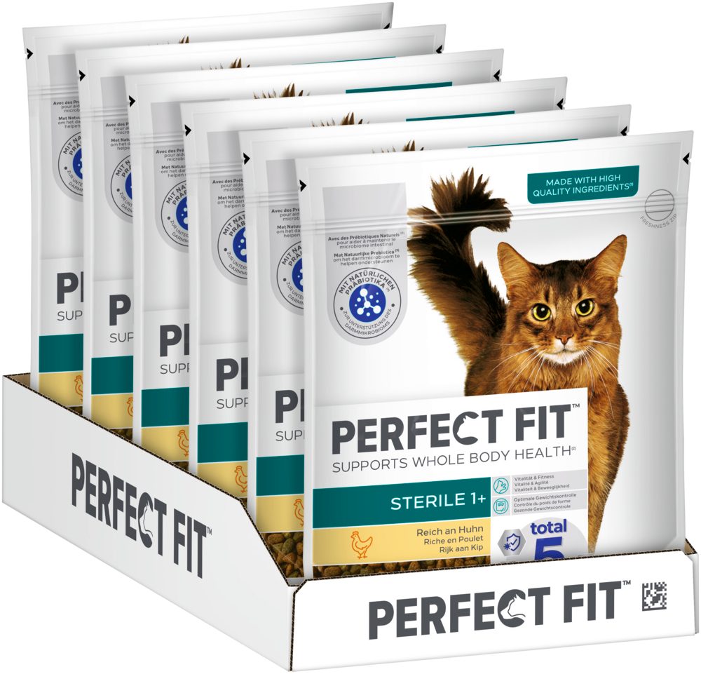 Perfect Fit PERFECT FIT™ Katze Beutel Sterile 1+ mit Huhn 6 x 750g, Trockenfutter für: Katze