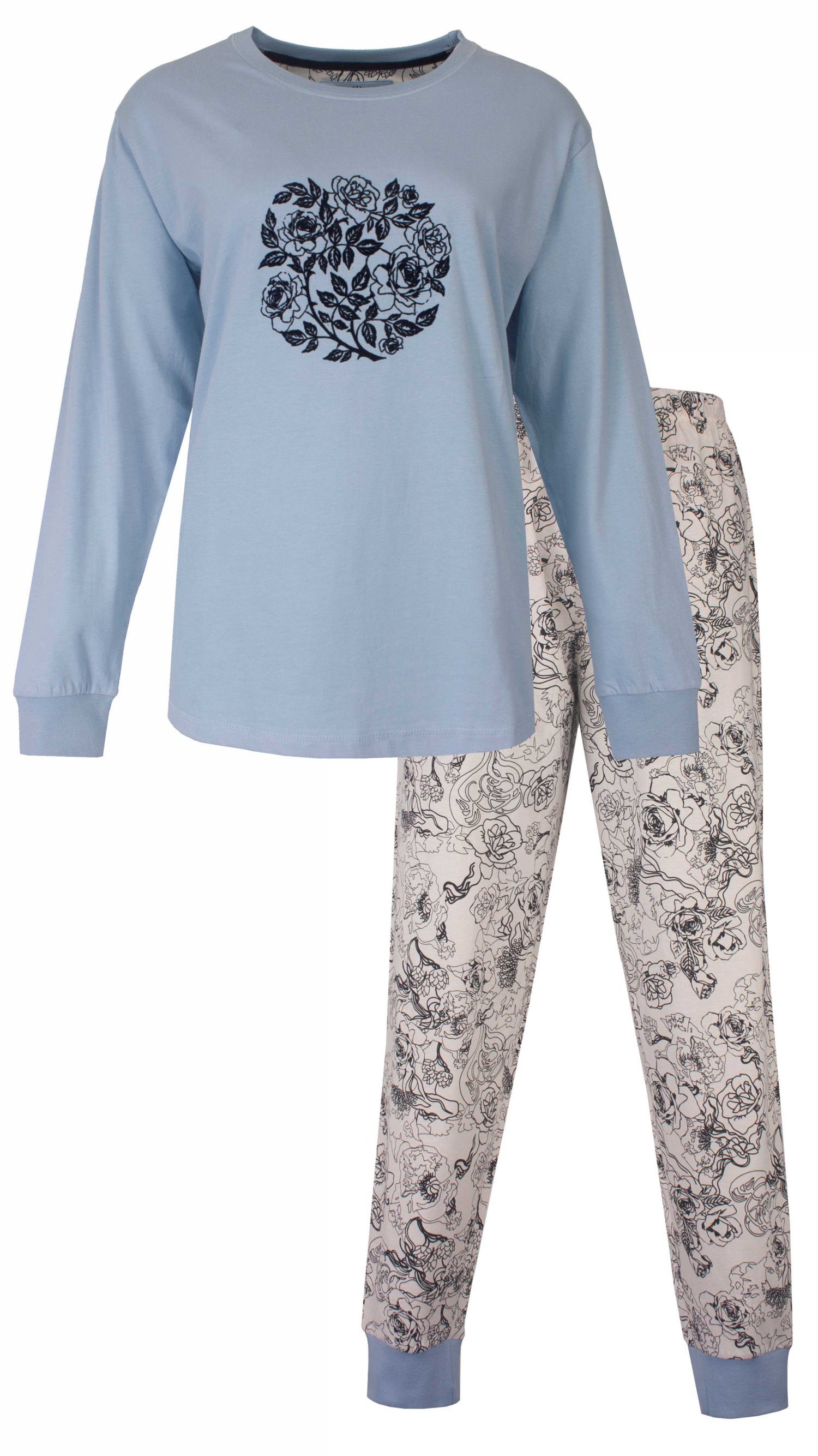 Medaillon Schlafanzug Damen Pyjama lang mit günstig online kaufen