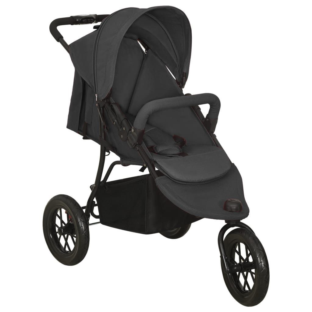 Kinder-Buggy aus Stahl, Leinenstoff in Anthrazit