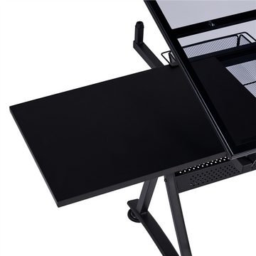 Yaheetech Zeichentisch, Höhenverstellbarer Schreibtisch mit kippbarer Tischplatte