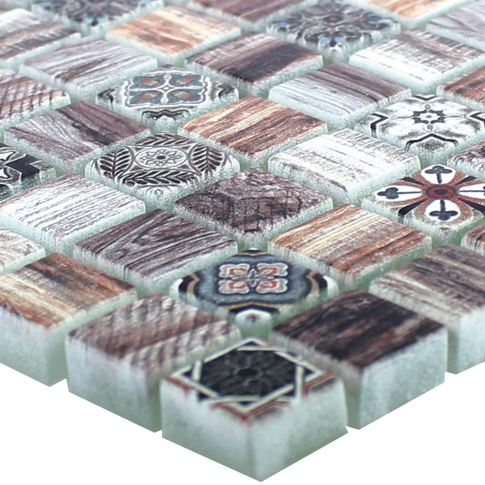 Mosafil Mosaikfliesen Glasmosaik Holzoptik Fliesen Vision, Glas 30.000x30.000, braun, Verlegefertig auf ein Netz geklebt - Wasserfest