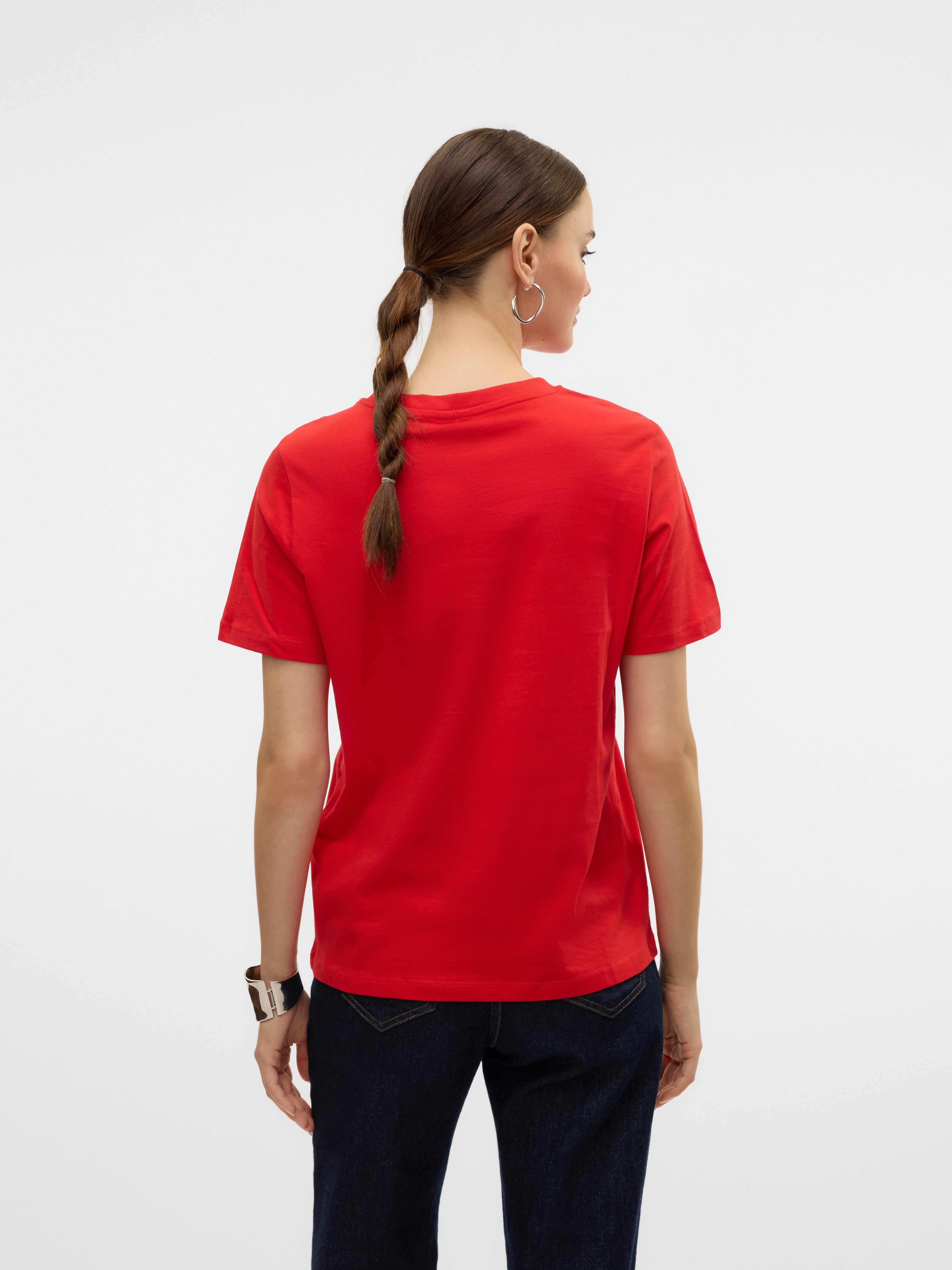 Vero Moda Kurzarmshirt VMPAULINA SS T-SHIRT GA JRS NOOS Baumwolle, regular fit