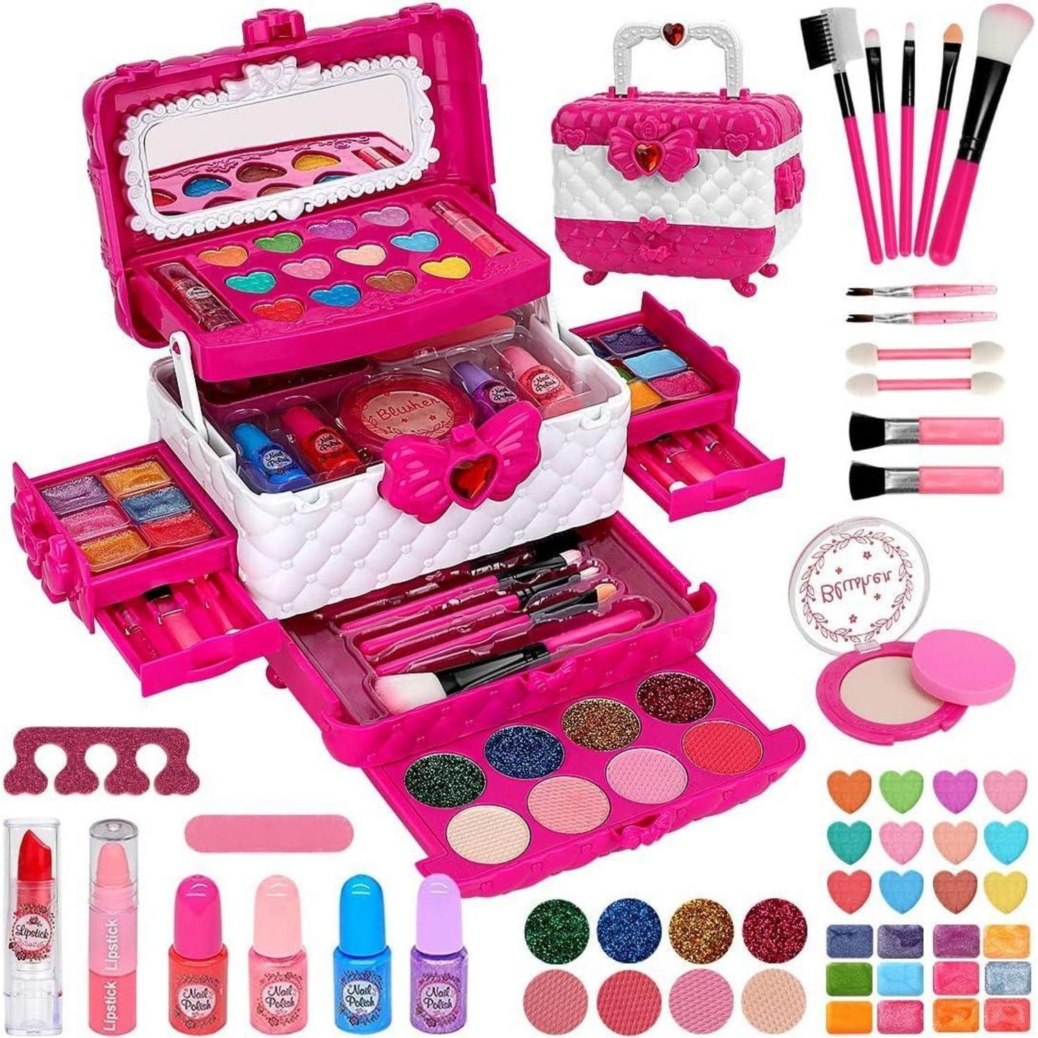 jooful Make-up Set Kinderschminke Set Mädchen Schminkkoffer Spielzeug Make Up Geschenke
