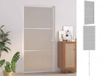 vidaXL Zimmertür Innentür 102,5x201,5 cm Weiß Mattglas und Aluminium Zimmertür Glastür