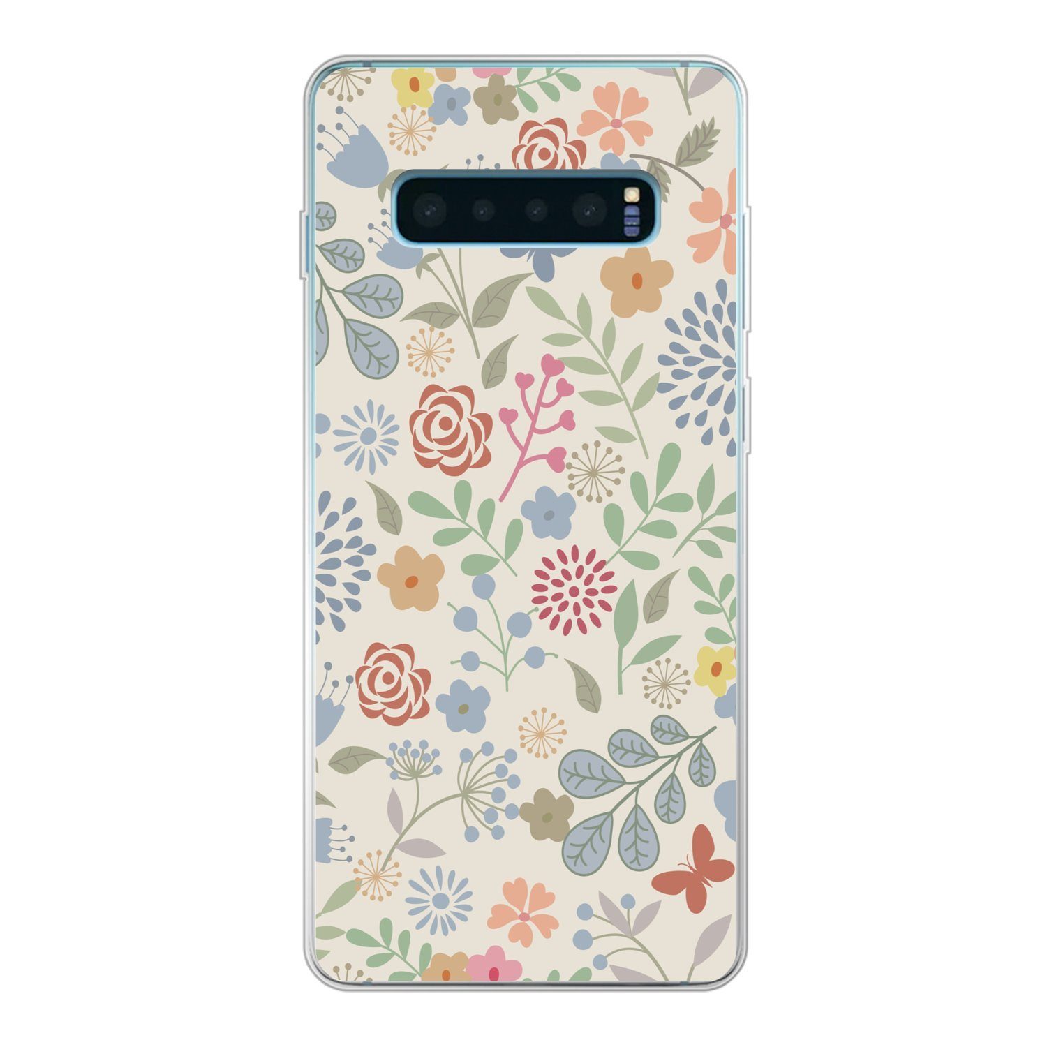 MuchoWow Handyhülle für Samsung Galaxy S10 Plus Eine Blumenmuster-Illustration mit vielen, Phone Case, Silikon, Schutzhülle Dünn