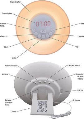 DOPWii Wecker Lichtwecker, Wake Up Light, mit 7 Farben & 10 Dimmstufen