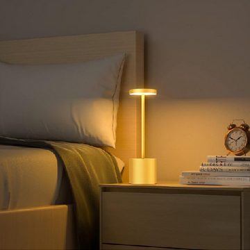Kpaloft Nachttischlampe Stufenlos Dimmbar LED Tischleuchte, Metall, AKKU Schreibtischlampe, Warmweiß, Neutralweiß, Tageslichtweiß, 3 Lichtfarben, Touch-Funktion, für Außen/Innen/Esstisch/Balkon