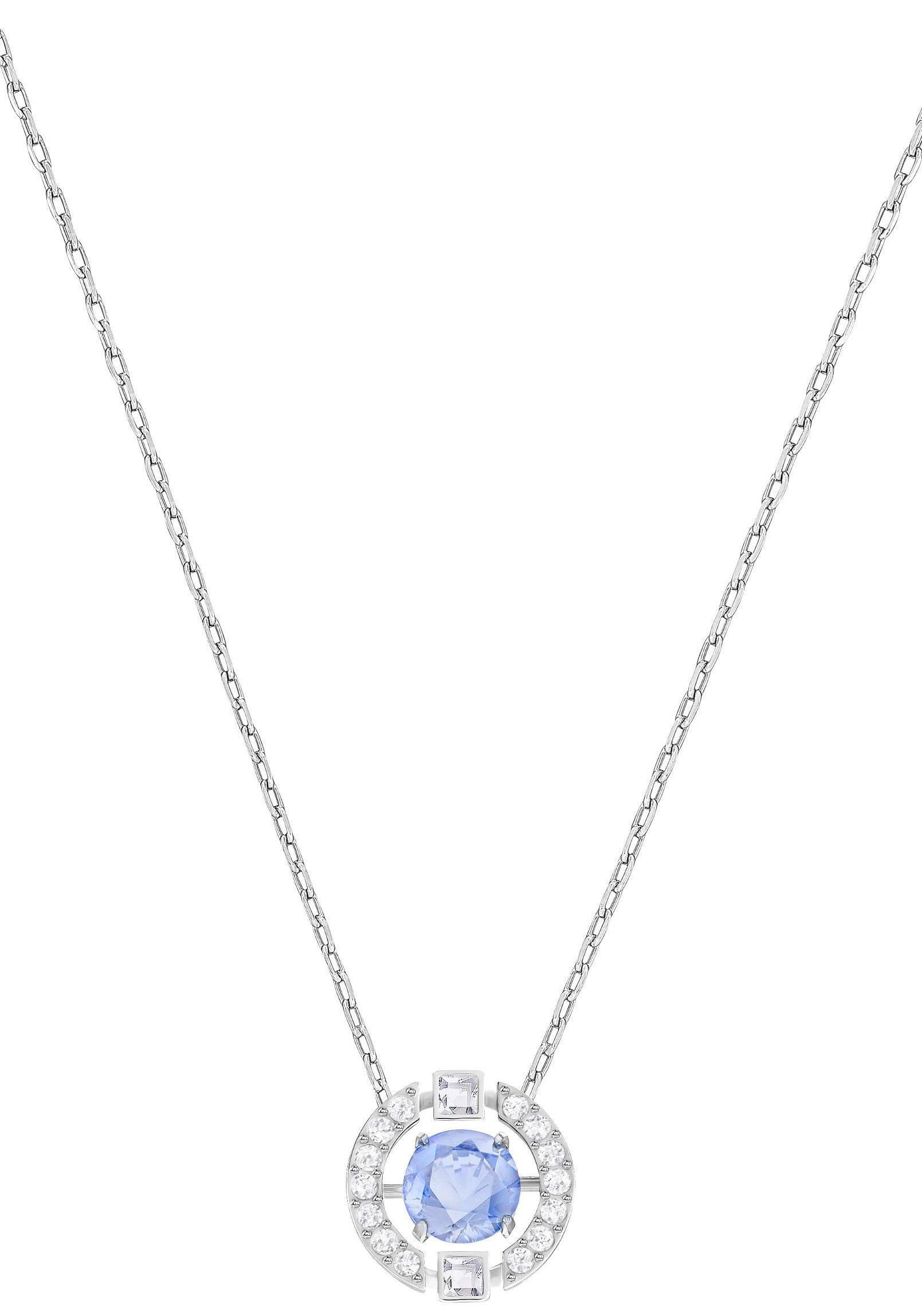 Swarovski Kette mit Anhänger SPARKLING DANCE ROUND, BLAU, RHODINIERT, 5279425, mit Swarovski® Kristall