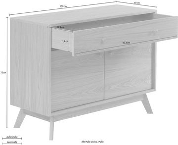Woodman Sideboard Bjórgvin, Breite 100 cm, im schlichten skandinavischen Design