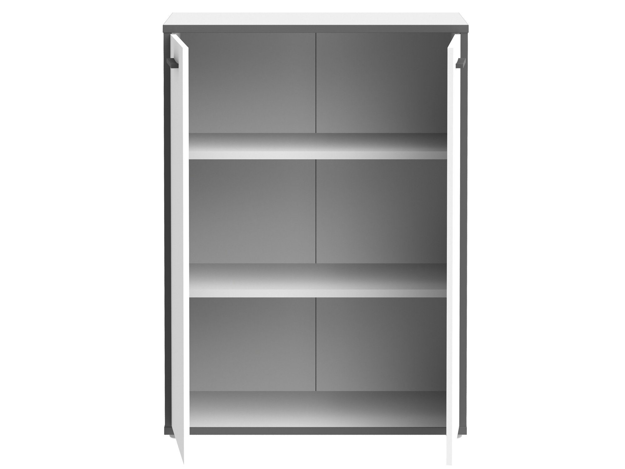 Material Moebel-Eins Büroschrank Bücherregal, Dekorspanplatte, KALINA I, weiss/grau