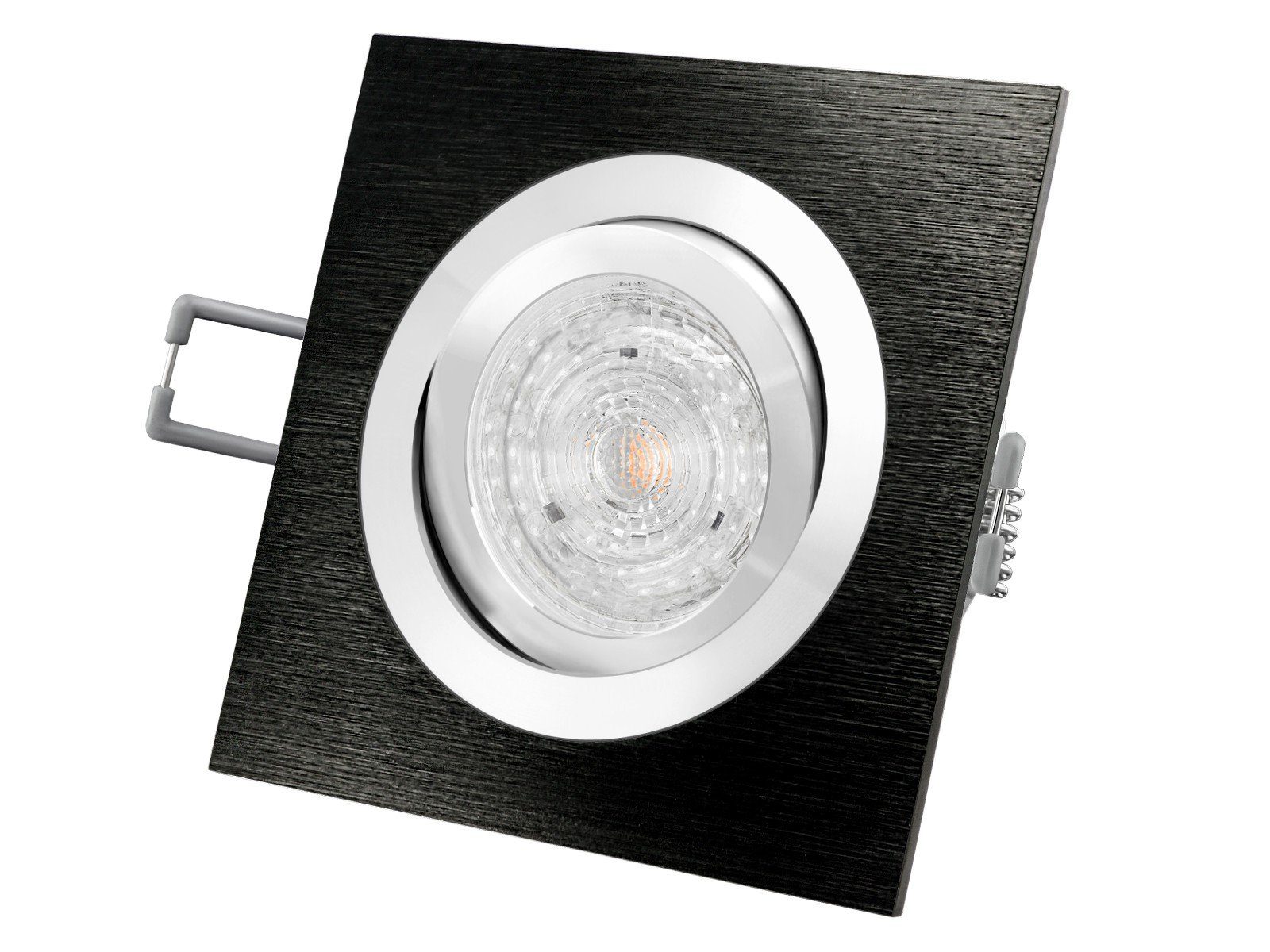 SSC-LUXon LED Einbaustrahler QF-2 LED-Einbauleuchte Spot Alu schwarz schwenkbar, 4,9W LED warm