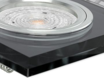SSC-LUXon LED Einbaustrahler Design Einbauspot aus Glas quadratisch schwarz spiegelnd, LED 4,9W, Warmweiß