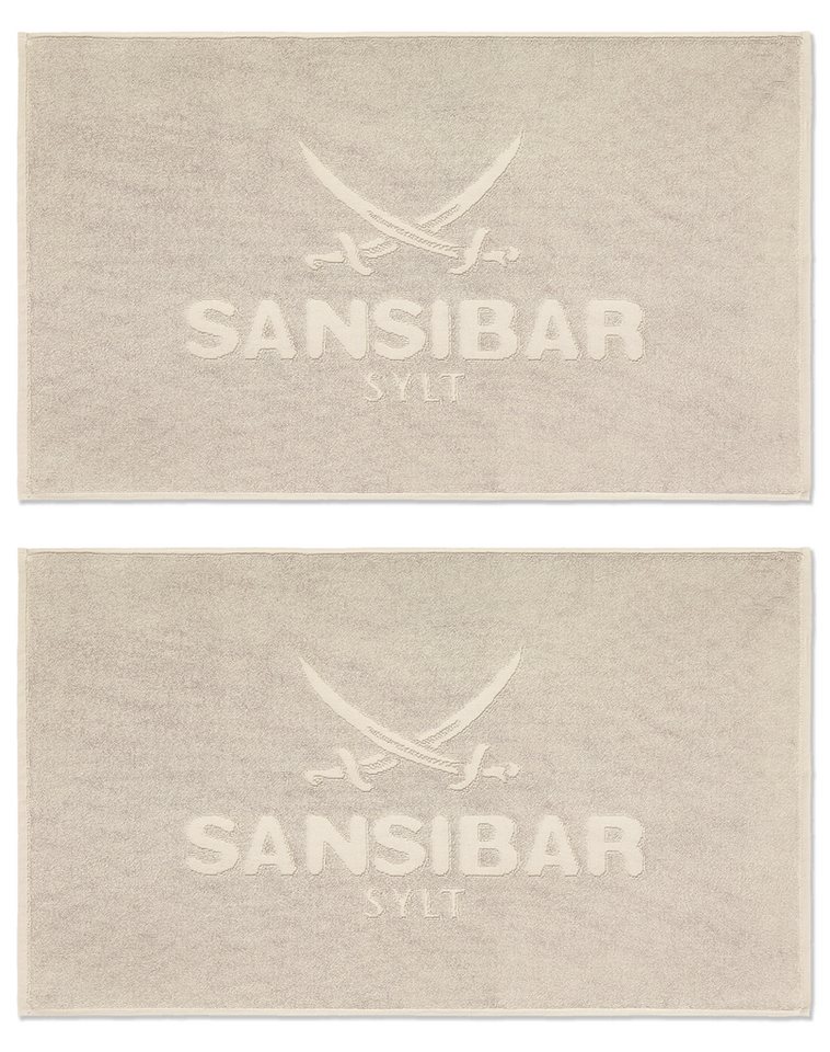 Sansibar Sylt Badematte 2er Set Sansibar Badvorleger, 50x80 cm, Hochtiefprägung, Rückseite hat keine rutschhemmende Beschichtung, hautfreundlich, pflegeleicht, fußbodenheizungsgeeignet, strapazierfähig, schwere Qualität, beste Saugfähigkeit, Baumwolle, Bx