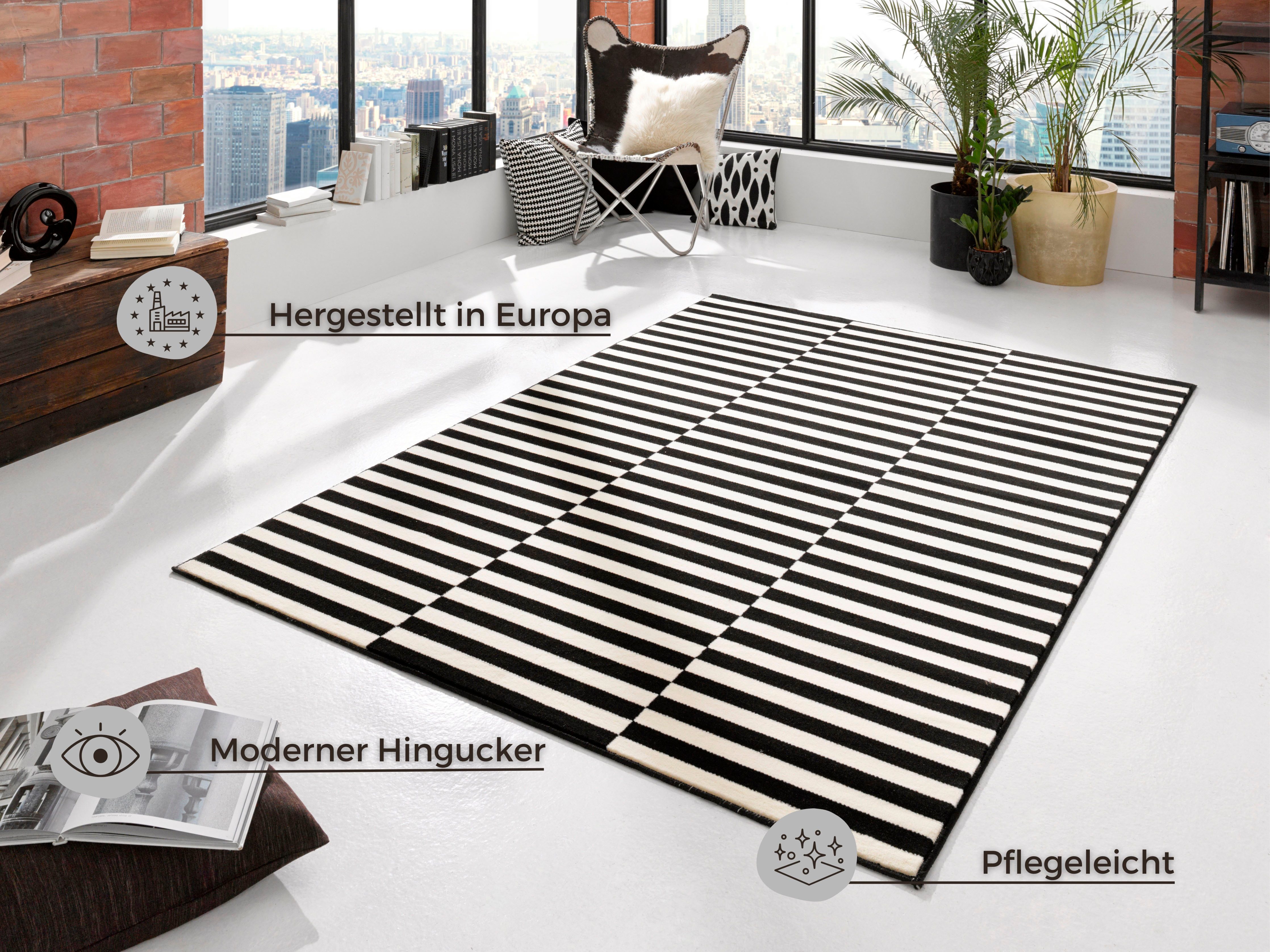 HANSE Home Teppich Panel, rechteckig, Höhe: 9 mm, Kurzflor, Läufer, Streifen, Linien, ringsum gekettelt, robust