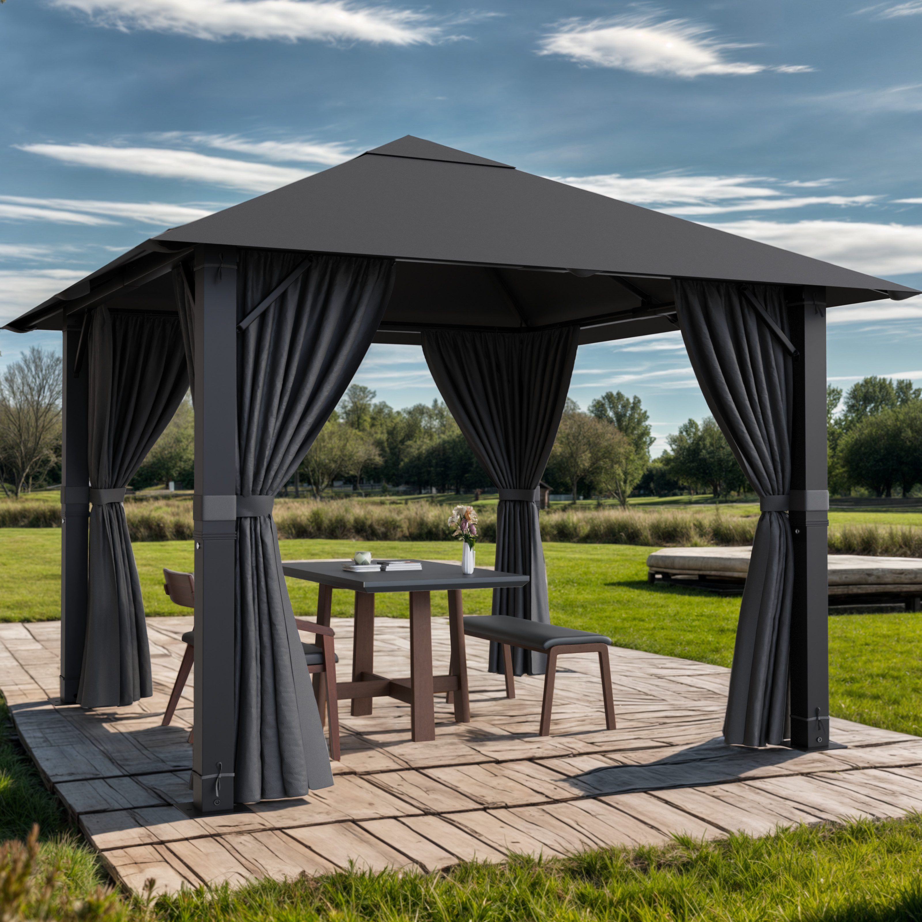 GUNJI Pavillon 3*3/3*4 wasserdichter Gartenpavillon, Aluminiumrahmen günstig online kaufen