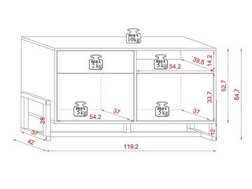 Domando Wohnzimmer-Set Wohnzimmerset 1 Anzio, (4-St), großes Set, Push-to-open-System, Gestell aus Buche