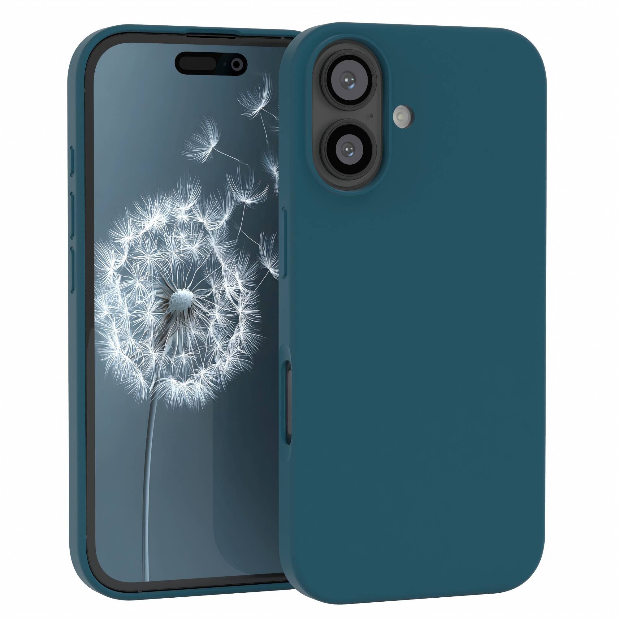 EAZY CASE Handyhülle Premium Silikon Case für Apple iPhone 16 6,1 Zoll, Hülle mit Kameraschutz Bumper Case stoßfest Handy Softcase Petrol