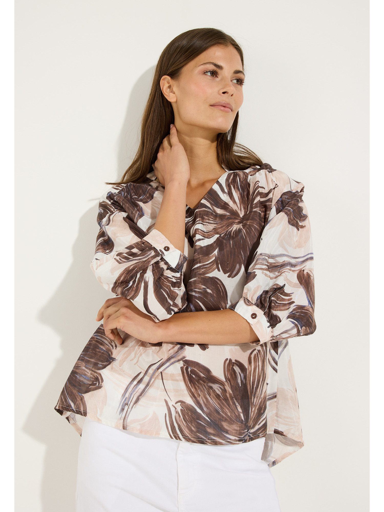 MORE&MORE Klassische Bluse fließende 3/4 Arm-Sommerbluse