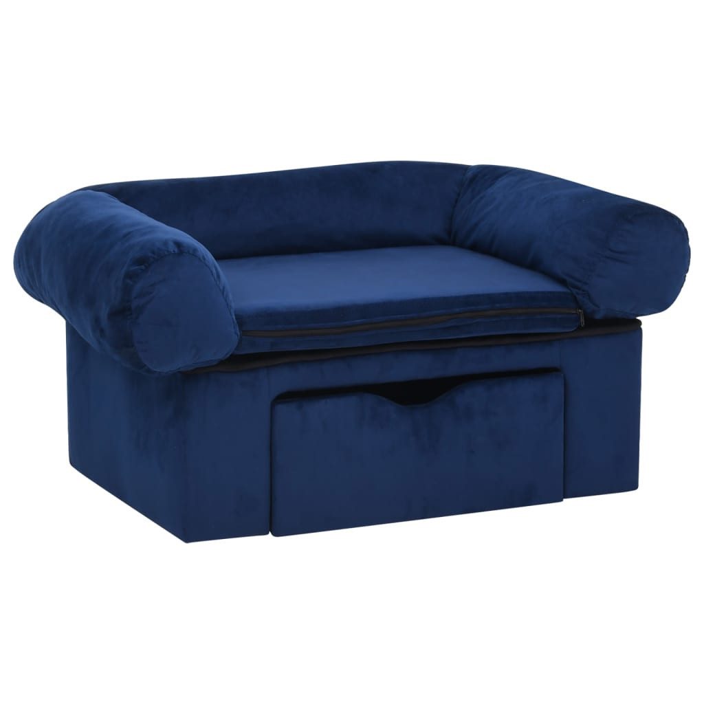 Thumbnail - vidaXL Hundekorb Hundesofa mit Schublade Blau 75x50x38 cm Plüsch Hundebettchen Körbchen