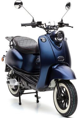 Nova Motors E-Motorroller eRetro Star Li Premium, 2000 W, 45 km/h, Mit Weißwandreifen, digitalem Tacho und gesteppter Sitzbank