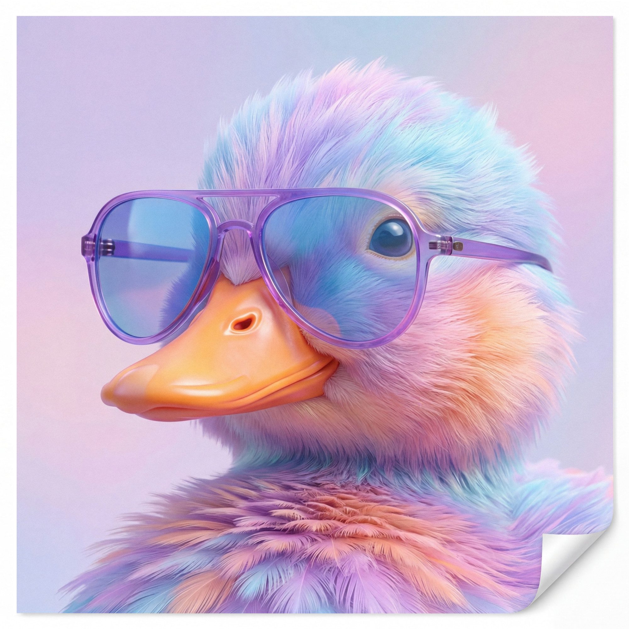 OnlyWow Fototapete Ente - Brille - Pastell, Matt, bedruckt, Wohnzimmer, Modern, Vinyl Tapete 260x280cm