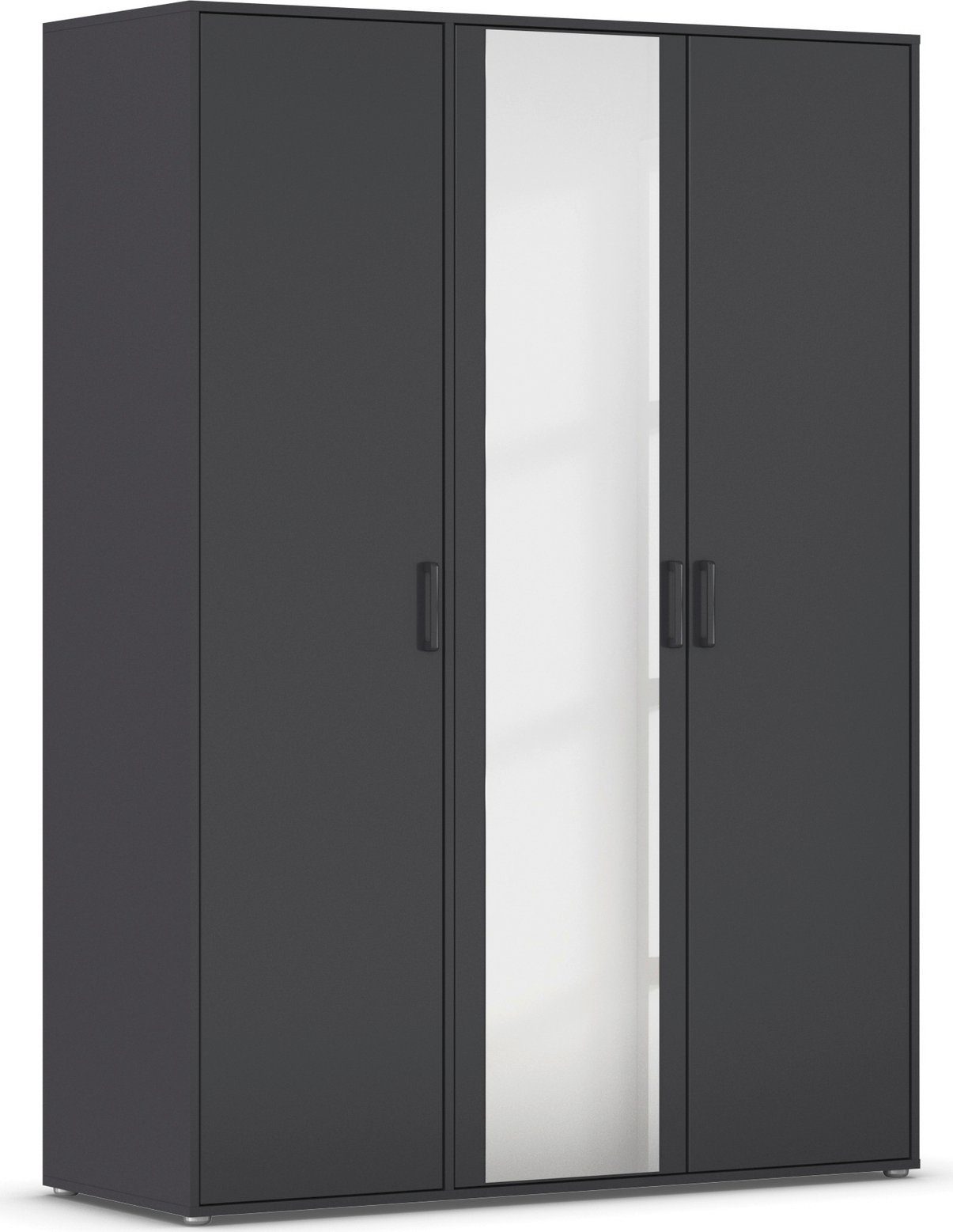 rauch Drehtürenschrank Kleiderschrank Schrank Garderobe Wäscheschrank VOYAGER (in 3 verschiedenen Ausstattungen BASIC/CLASSIC/PREMIUM) mit modernen Griffen in Graumetallic und Spiegel