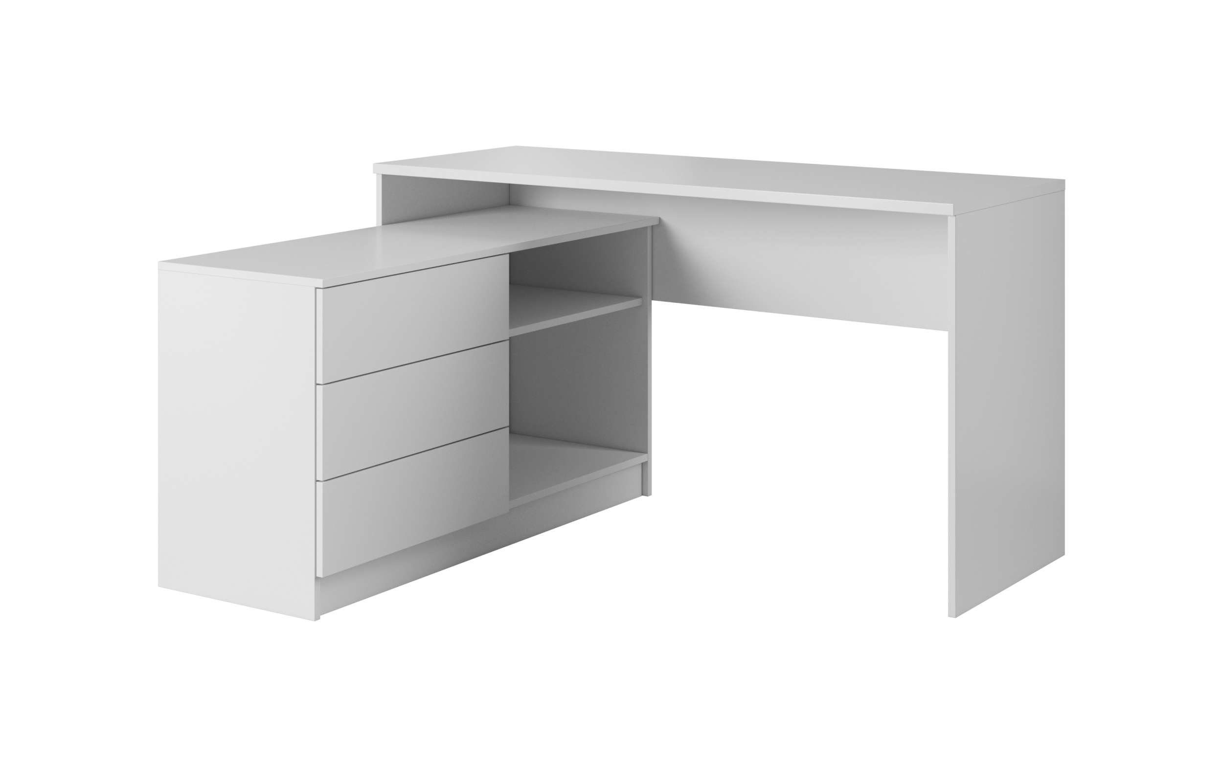 Stylefy Schreibtisch Phill (Arbeitstisch, Computertisch), mit Schrank, variabel stellbar, mit Push-to-Open, für Kinder und Jugend, Modern Design Weiß